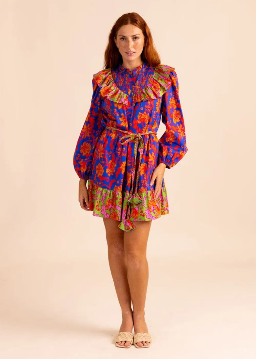 Discount Sutton Dress In Cobalt Tea Garden Mini