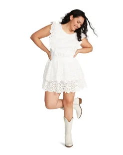 New Jayda Ruffle Cotton Eyelet Minidress Mini
