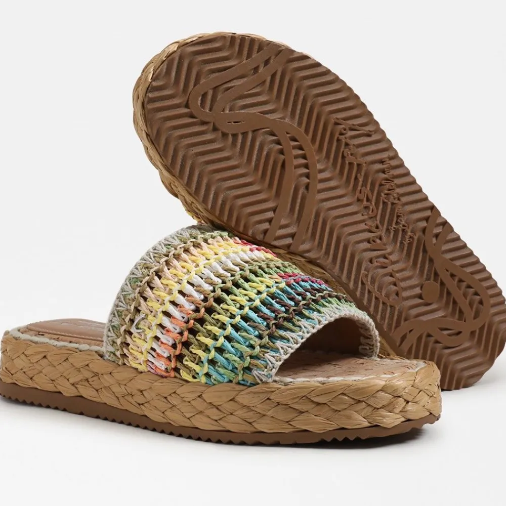 Sale Wallis Platform Slide Rainbow Weave Sandal