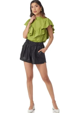 Discount Cailan Short Black Leather Shorts