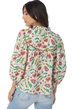 Fashion Rosie Top Woodcut Floral Blouses