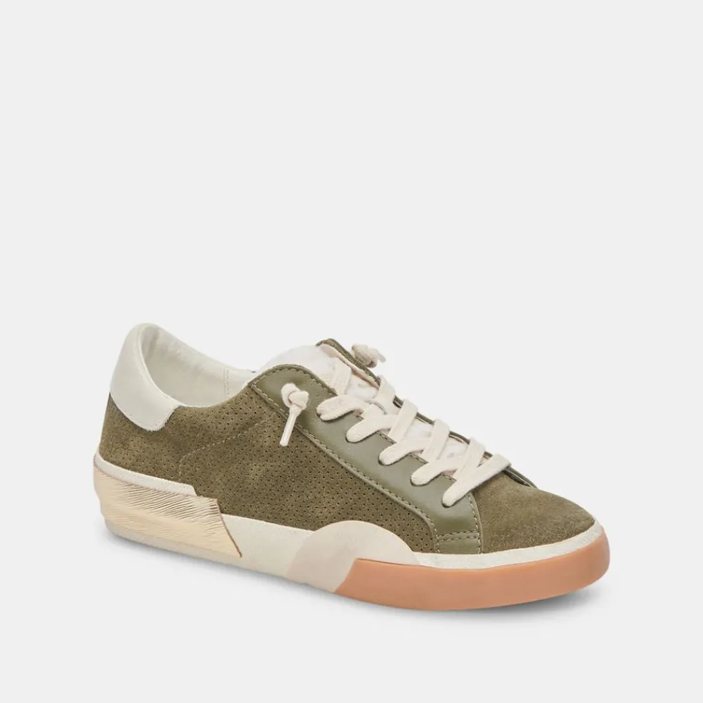 Shop Zina Plush Moss Perforated Suede Sneaker