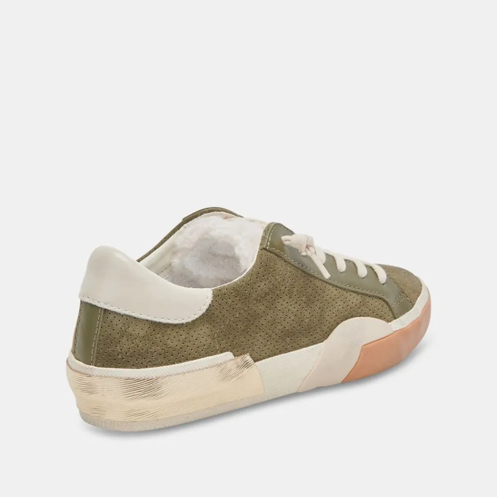 Shop Zina Plush Moss Perforated Suede Sneaker