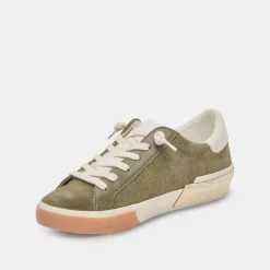 Shop Zina Plush Moss Perforated Suede Sneaker