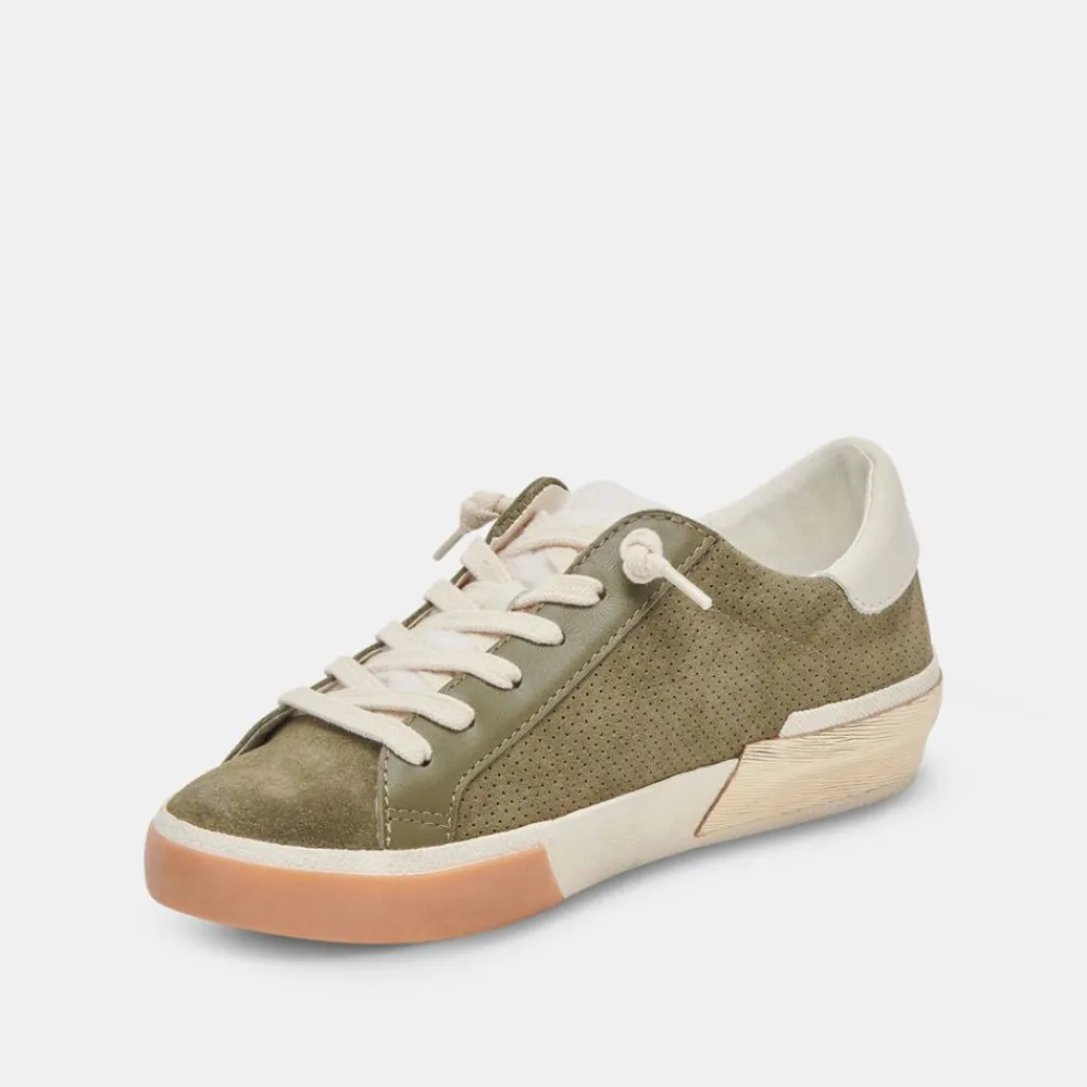 Shop Zina Plush Moss Perforated Suede Sneaker