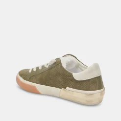 Shop Zina Plush Moss Perforated Suede Sneaker