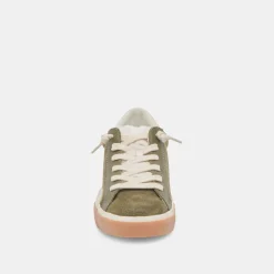 Shop Zina Plush Moss Perforated Suede Sneaker
