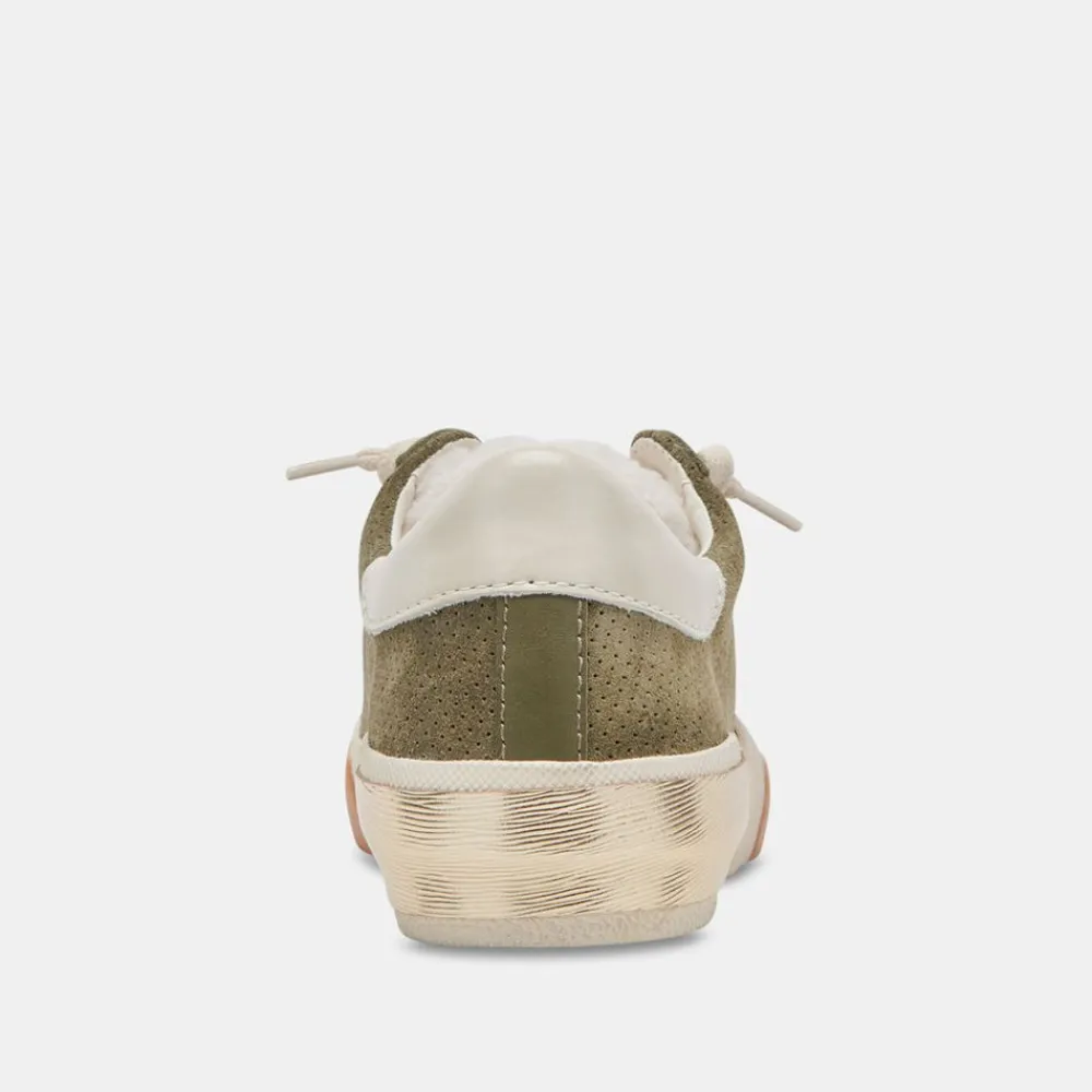 Shop Zina Plush Moss Perforated Suede Sneaker