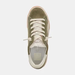 Shop Zina Plush Moss Perforated Suede Sneaker