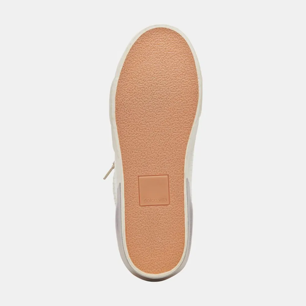 Cheap Zina Plush White Sliced Leather Sneaker