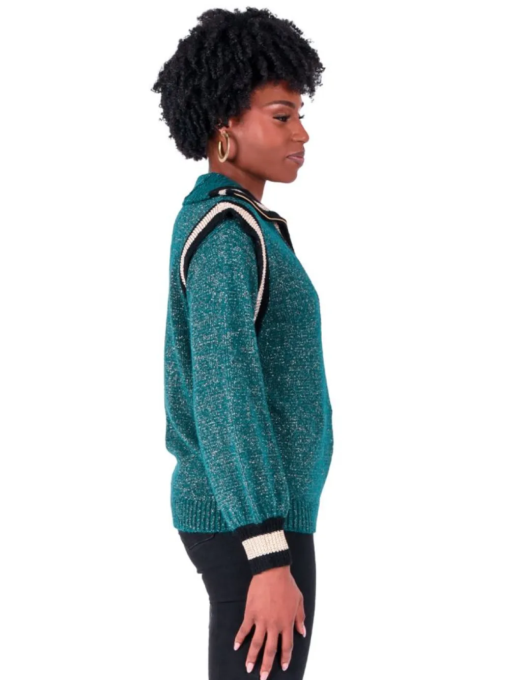 Best Sale Poppy Pullover Sweater - Metallic Green Sweaters