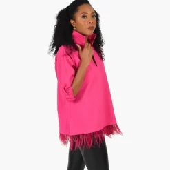 Cheap Poppy Top Fuchsia Feather Blouses