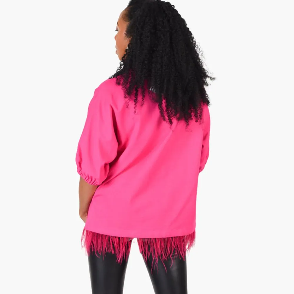 Cheap Poppy Top Fuchsia Feather Blouses