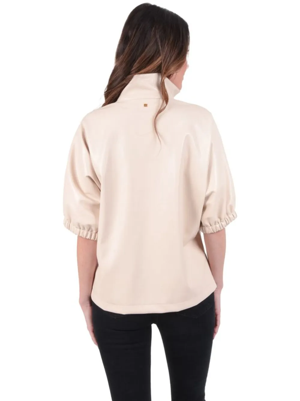 Outlet Poppy Top Sandshell Vegan Leather Blouses