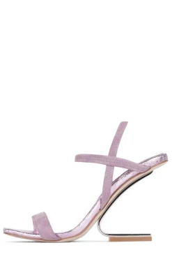Online Geometric Pink Suede Metallic Wedge