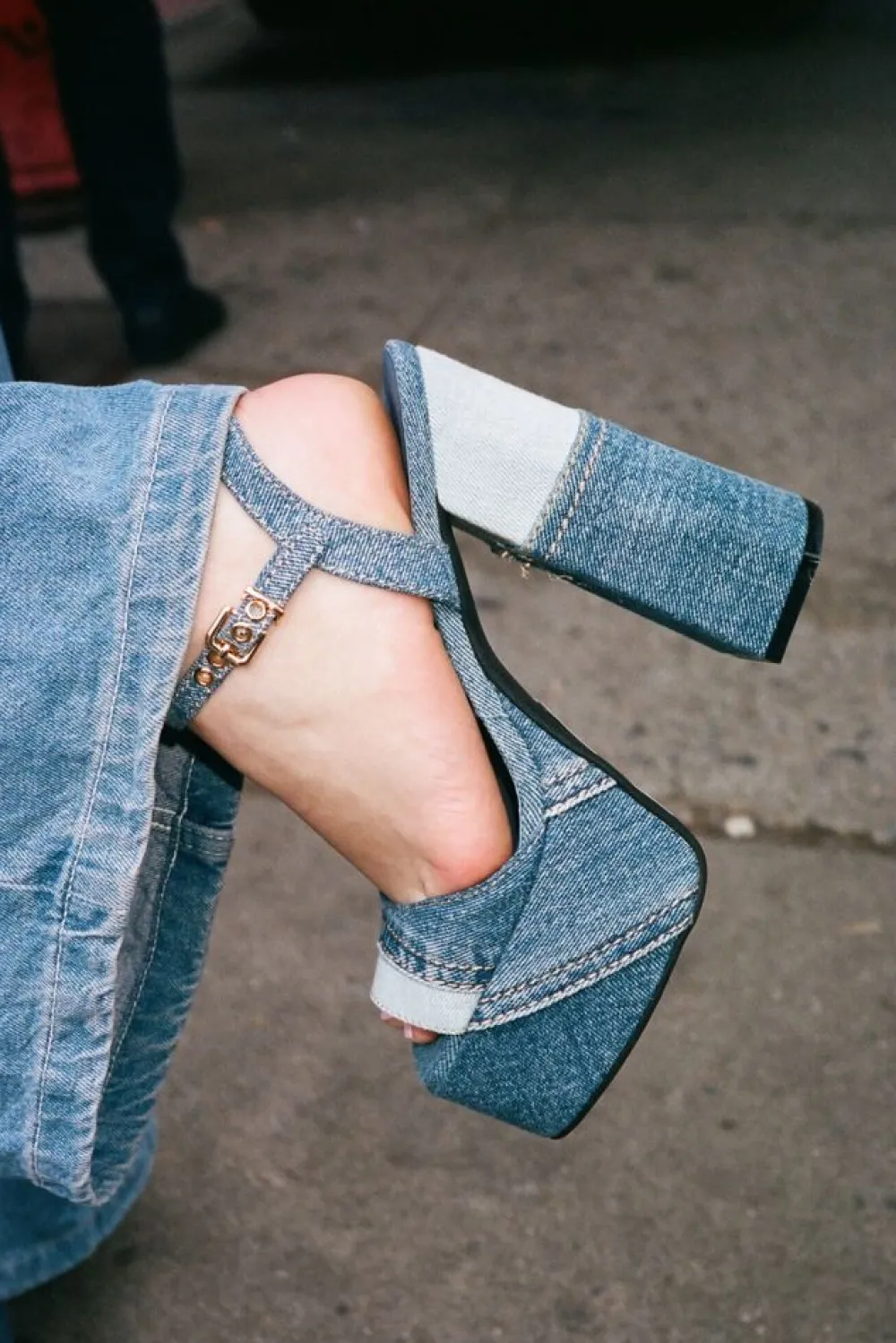 Online Girlfriend Blue Denim Platform Heel