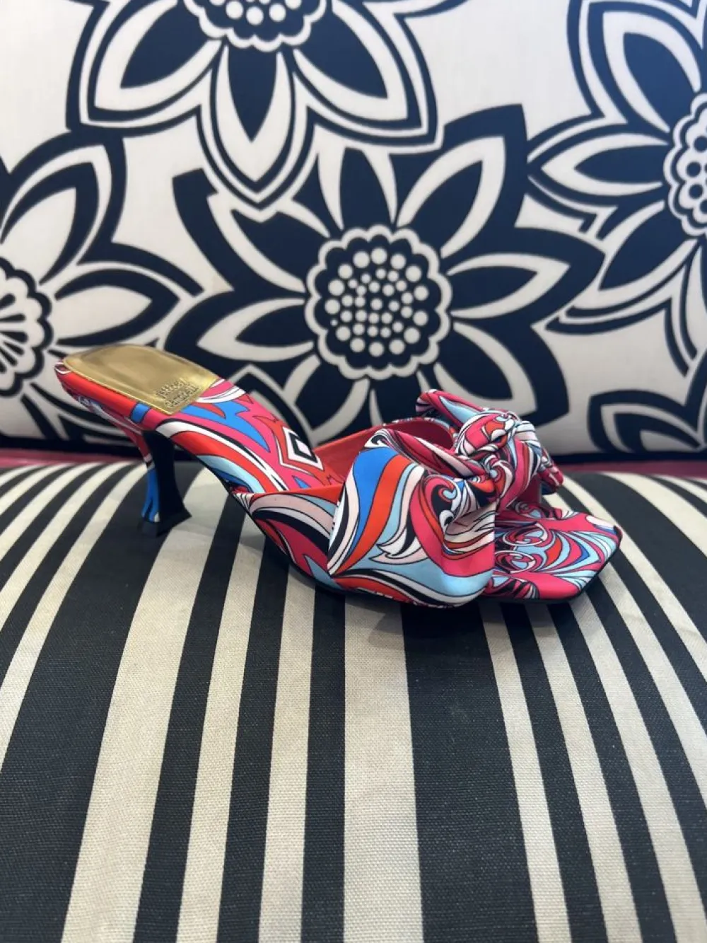 Clearance Mr Big Bow Red Navy Multi Heel