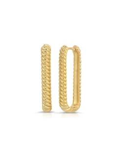 Best Effie Square Texture Hoop Earrings Jewelry