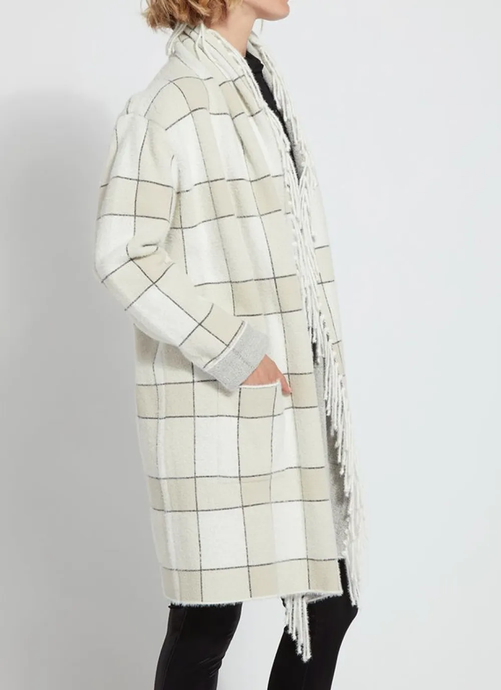 New Mystic Fringe Sweater Coat Winterland Plaid Coats