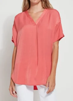 Sale Stevie Top Coral Touch Blouses
