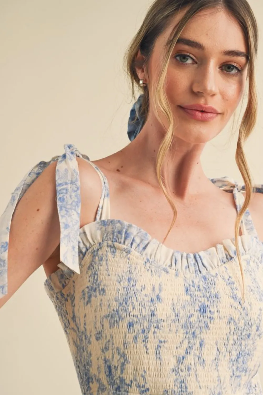 New &Merci Marlin Smocked Bodice Dress Midi