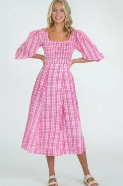 Best Bridget Dress Country Plaid Pink Midi
