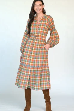 Sale Emory Autumn Plaid Dress Midi