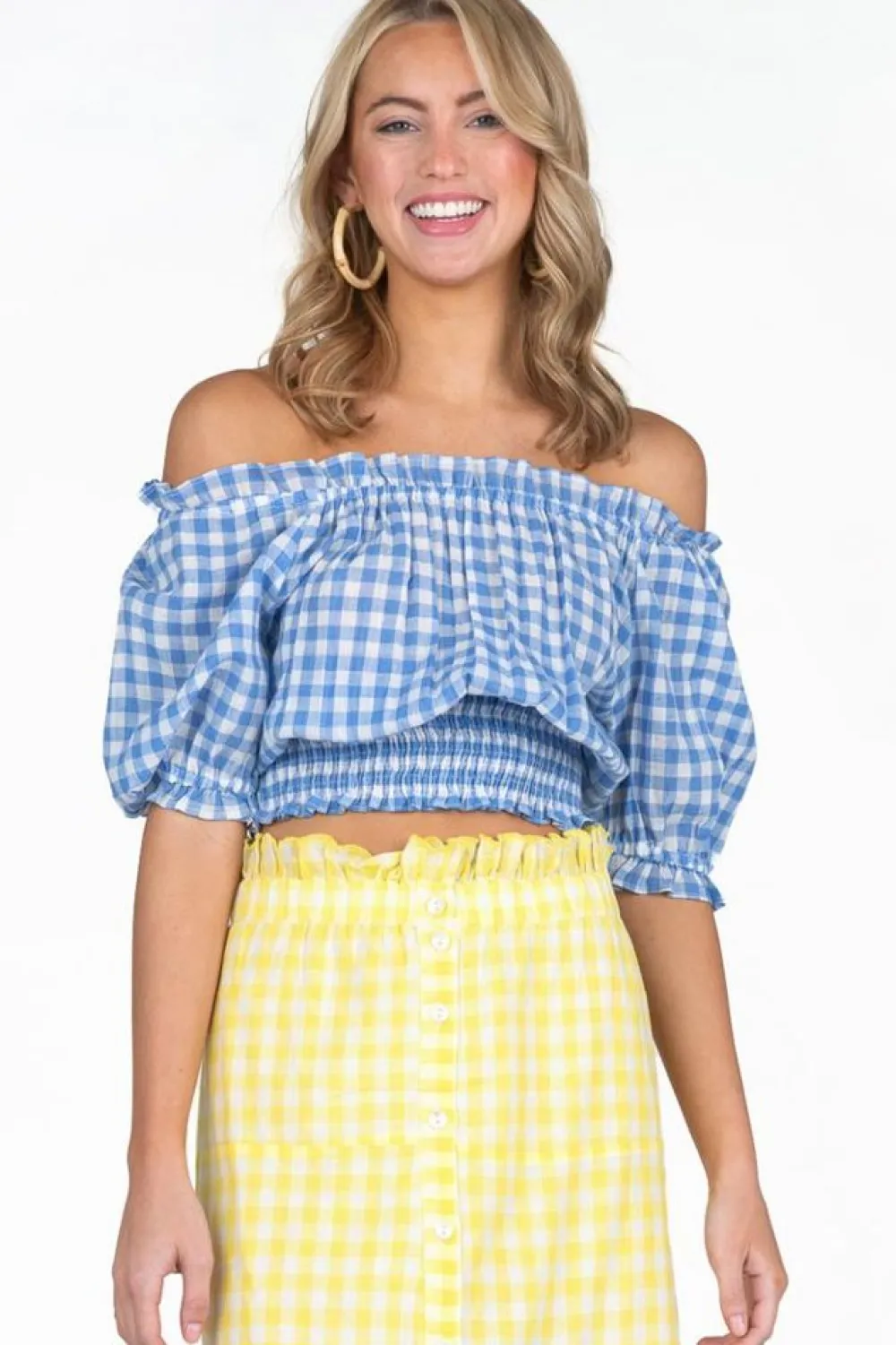 Hot Gia Top Riviera Gingham Blouses