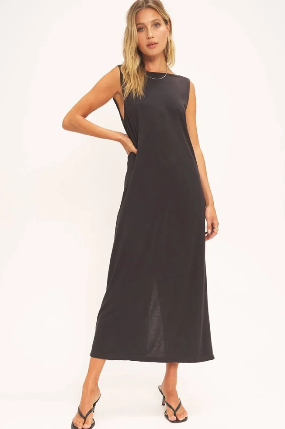 Hot Gigi Vintage Wash Seamed Dress Maxi
