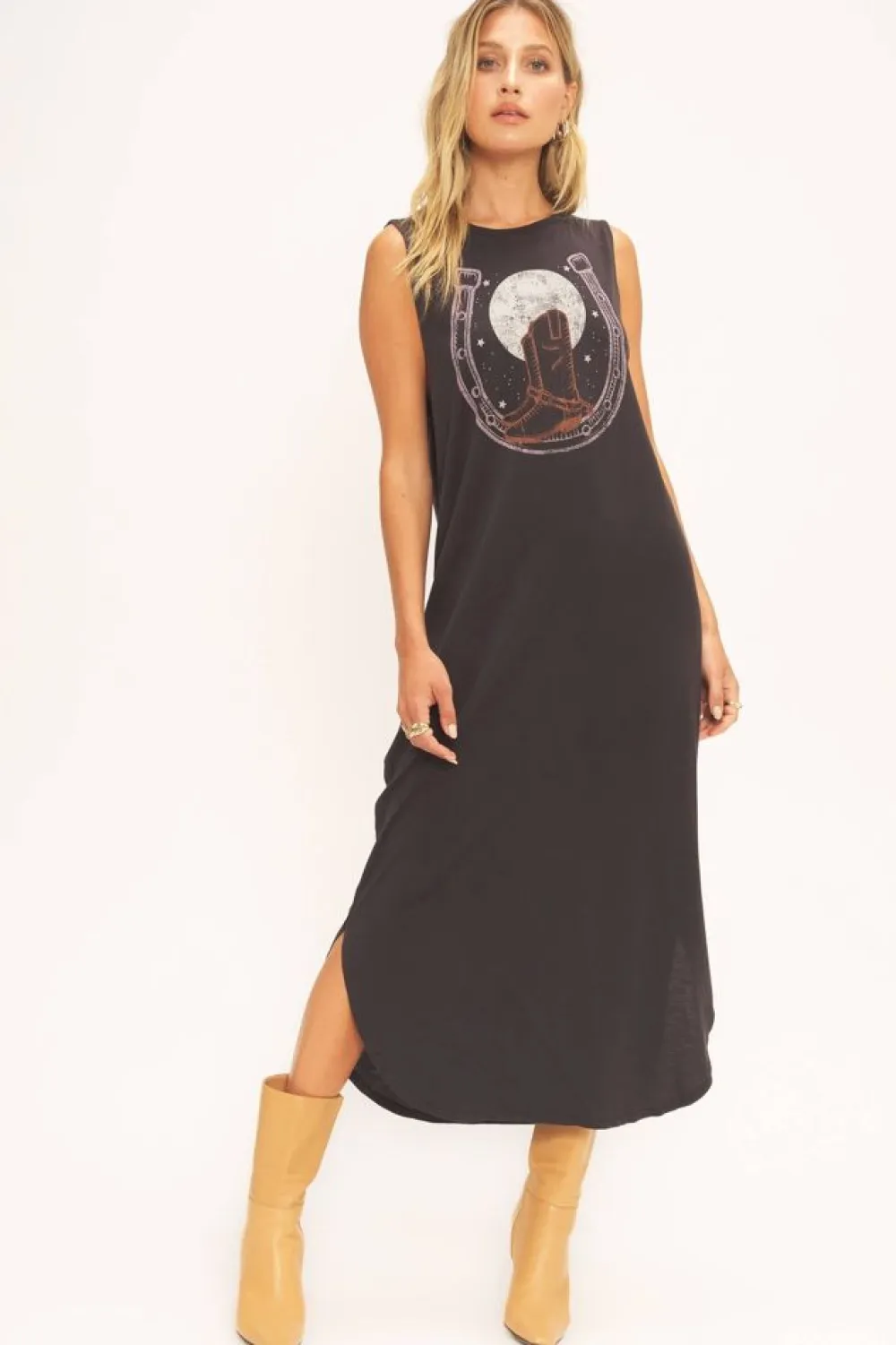Cheap Lucky Nights Horseshoe Tank Dress Maxi