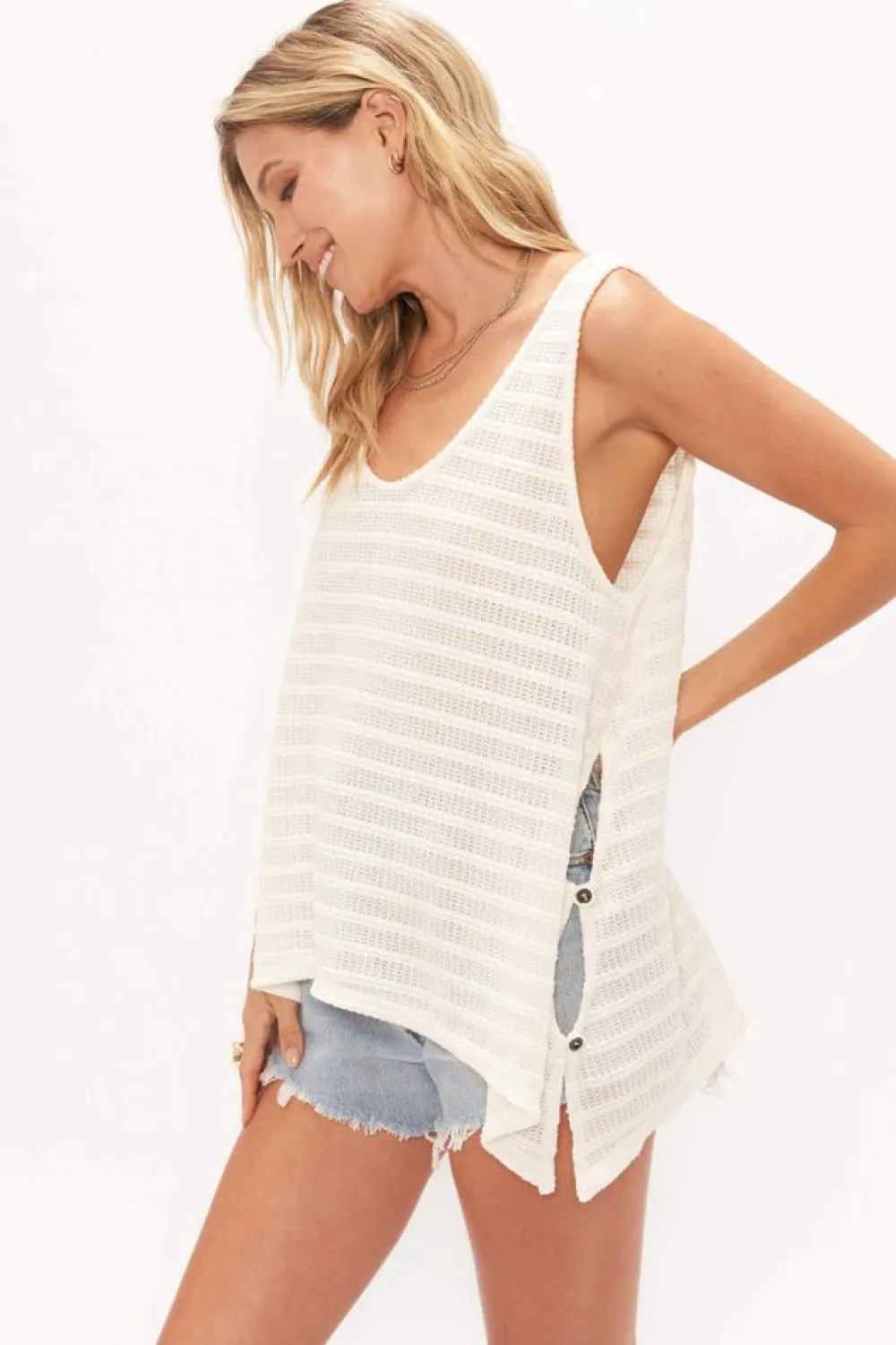 Shop Runaway Stripe Washed Tank Tanks