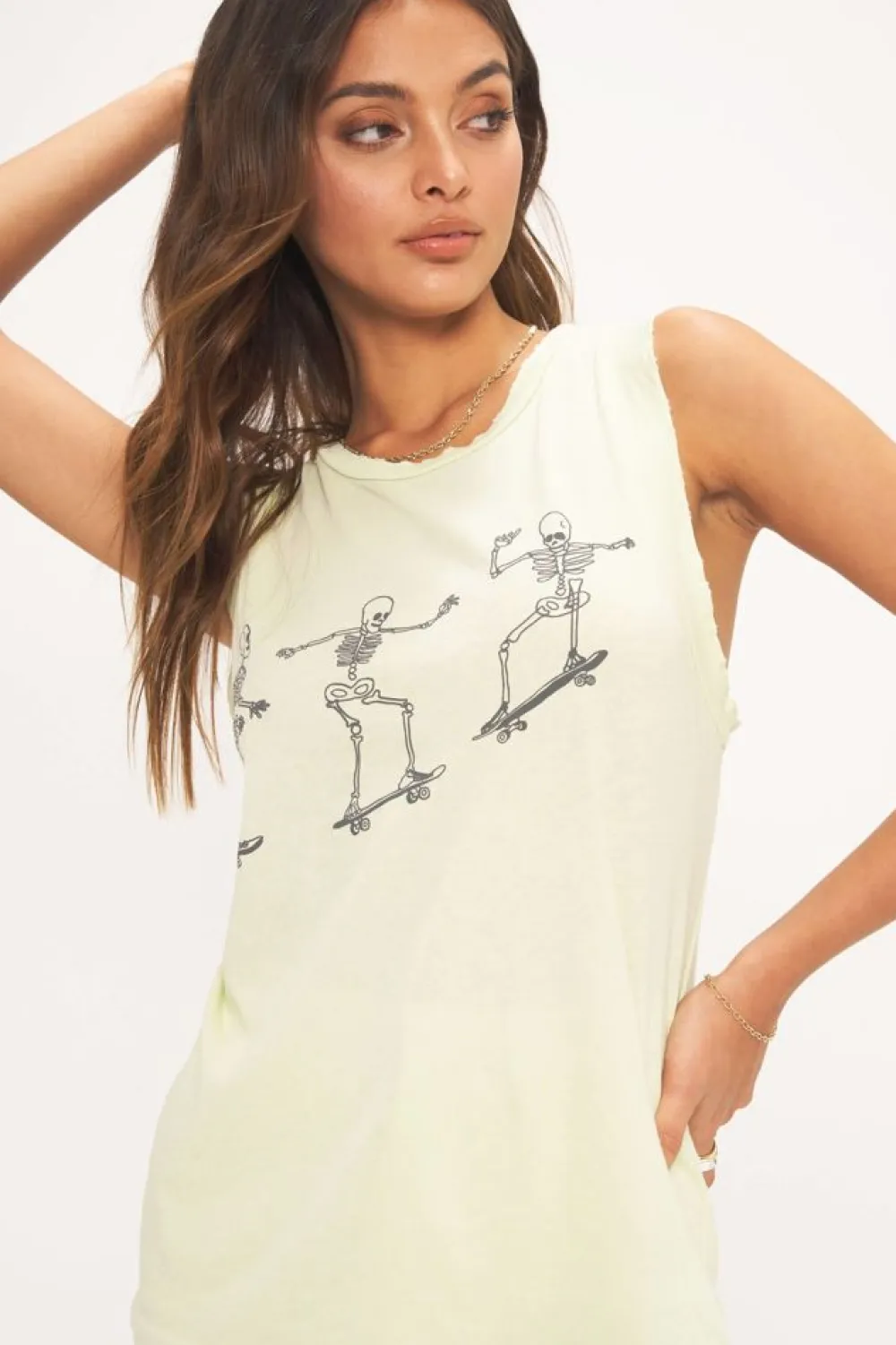 Best Skeleton Skate Tank Lime Cream Tanks