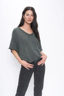 Online Vista Textured V Neck Tee T-Shirts