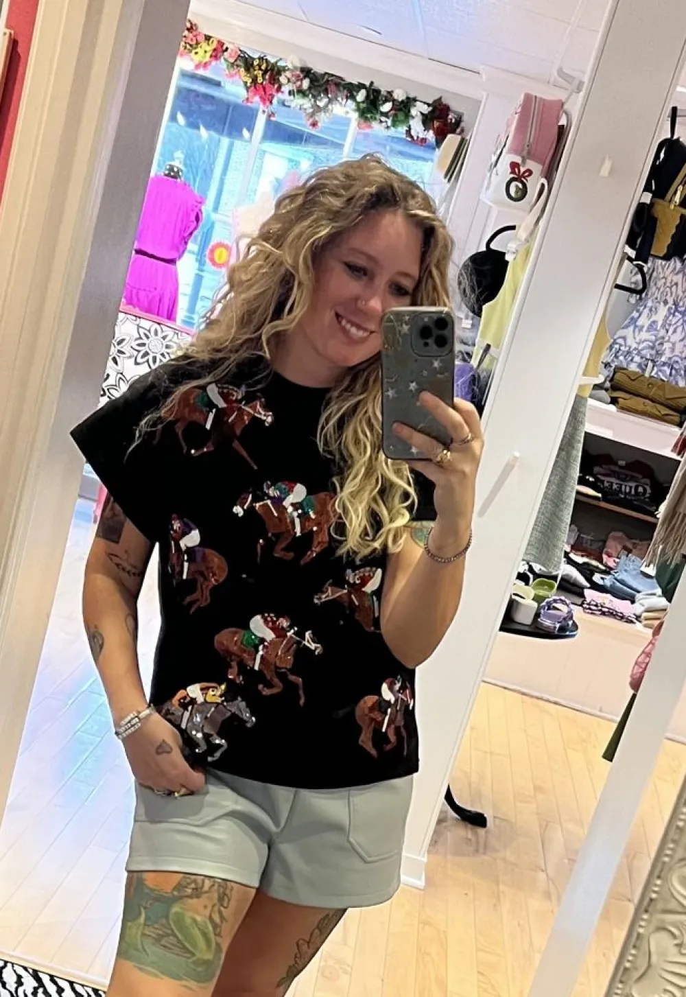 Store Black Scattered Horse & Jockey T-Shirts