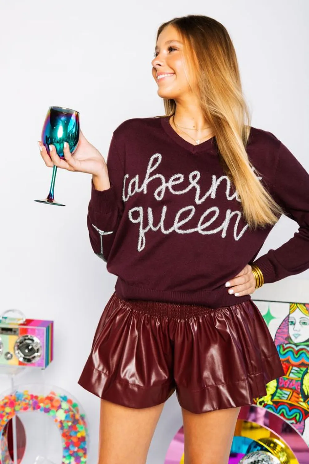 Store Maroon Leather Swing Shorts Shorts