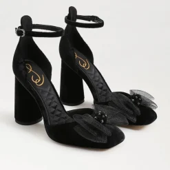 Cheap Colter Ankle Strap Block Heel Black Heel