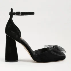 Cheap Colter Ankle Strap Block Heel Black Heel