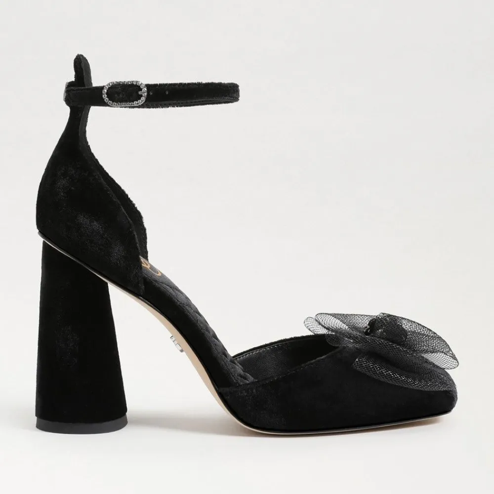Cheap Colter Ankle Strap Block Heel Black Heel