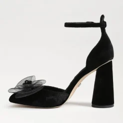 Cheap Colter Ankle Strap Block Heel Black Heel