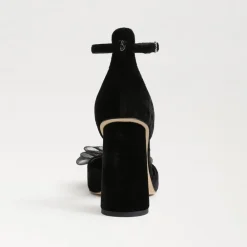 Cheap Colter Ankle Strap Block Heel Black Heel