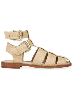 Outlet Dawn Ankle Buckle Sandal Bleached Beechwood Weave Sandal