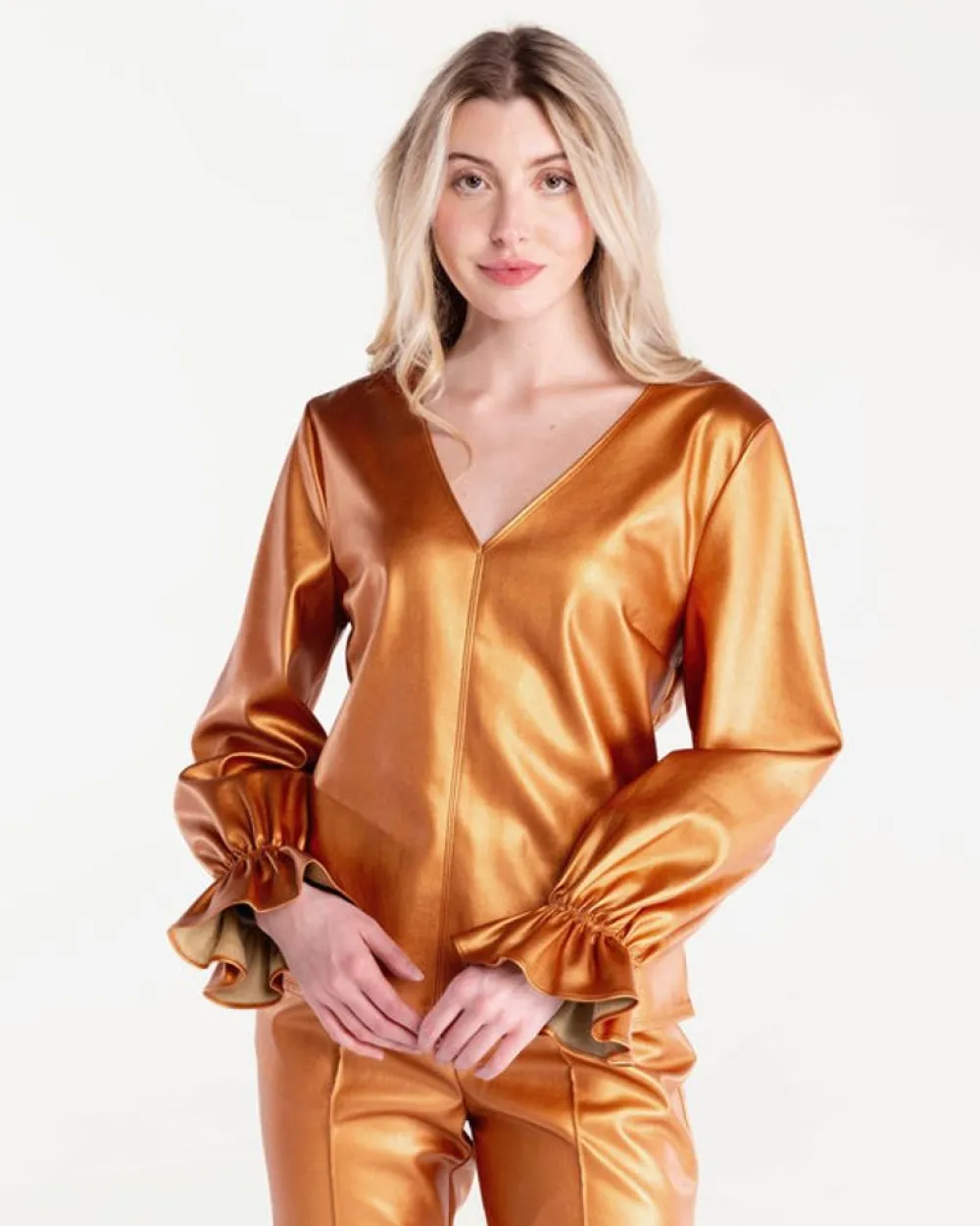 Outlet S'Edge Apparel Murphy Top Copper Blouses