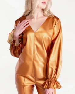 Outlet S'Edge Apparel Murphy Top Copper Blouses