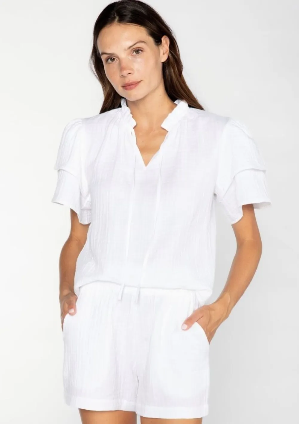 Best Sale S'Edge Apparel Sally Top White Blouses