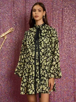 Online Acoustic Floral Mini Dress Mini