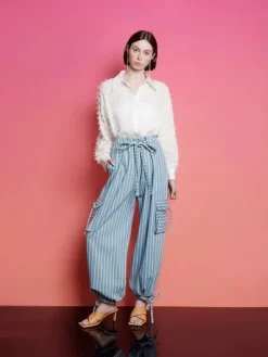 Cheap Cleo Striped Cargo Trousers Pants
