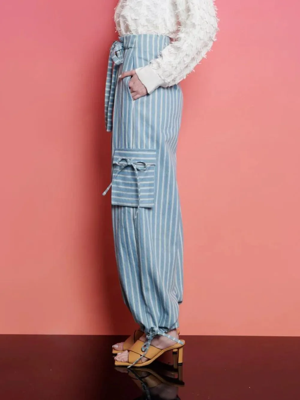 Cheap Cleo Striped Cargo Trousers Pants