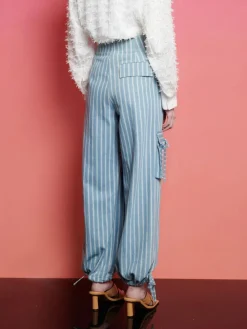Cheap Cleo Striped Cargo Trousers Pants