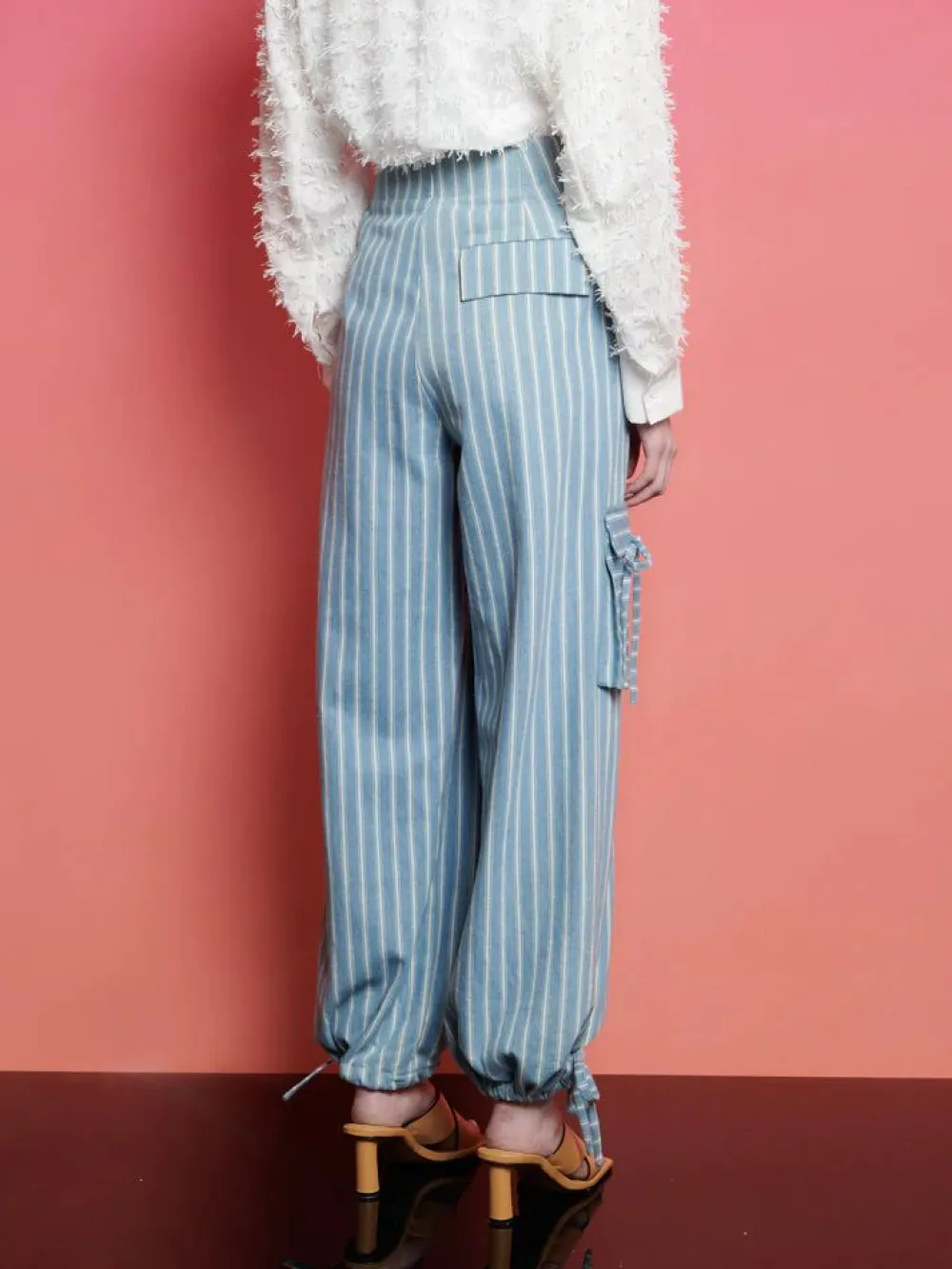 Cheap Cleo Striped Cargo Trousers Pants