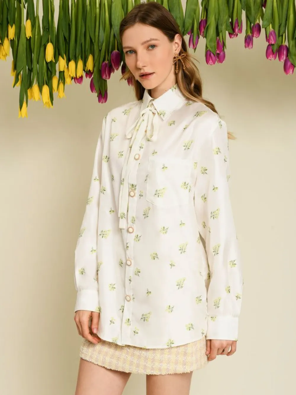 Clearance Ditsy Pick Shirt - Pearled Ivory Blouses